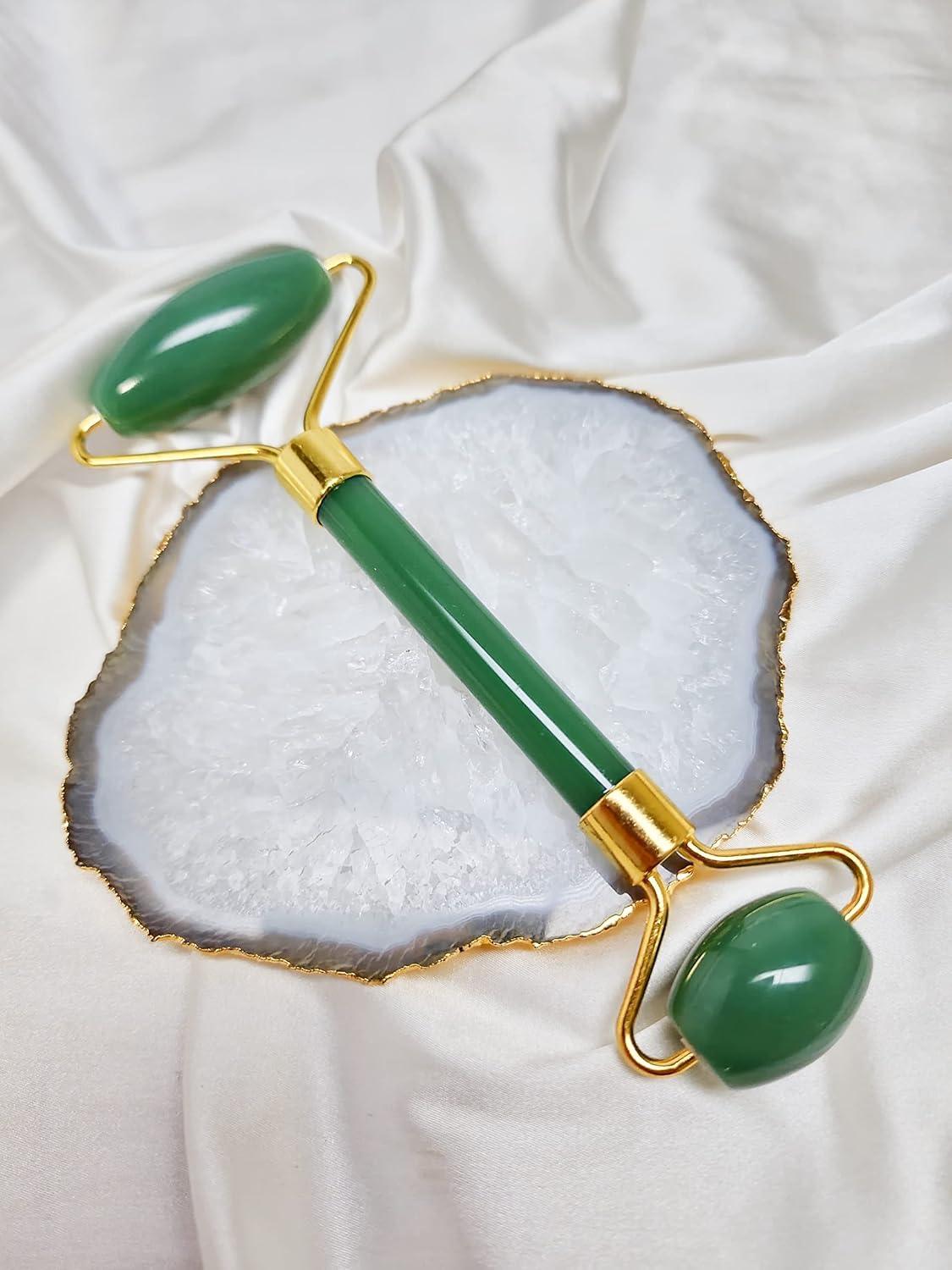 Sahaj Hast Facial Massager – Natural Himalayan Stone Jade Roller with
