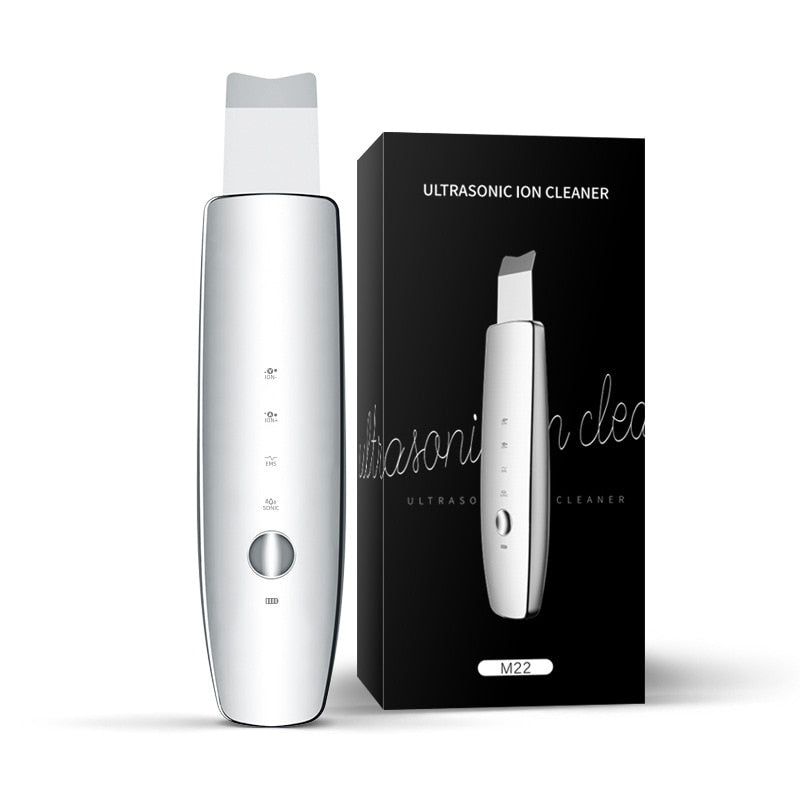 EMS Ultrasonic Skin Scrubber Face Spatula LED Red Blue Photon Massager