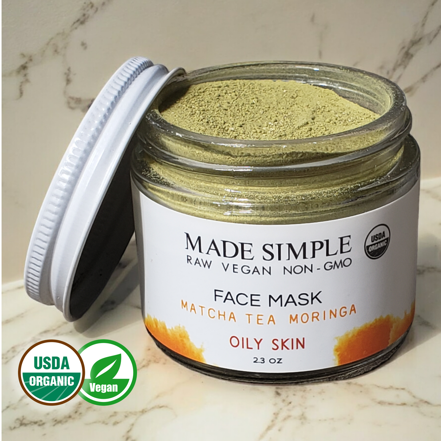 Match Tea Moringa Face Mask for Oily Skin - Certified Organic & Vegan
