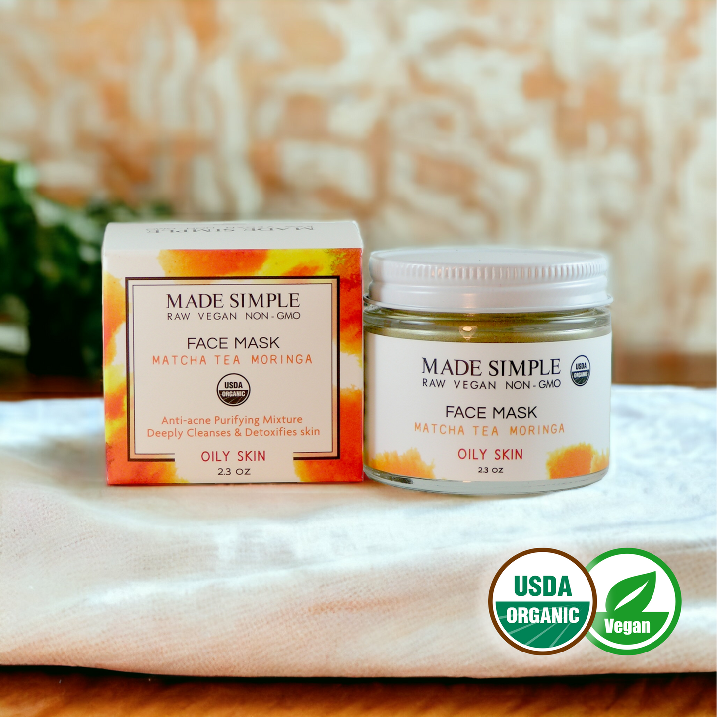 Match Tea Moringa Face Mask for Oily Skin - Certified Organic & Vegan