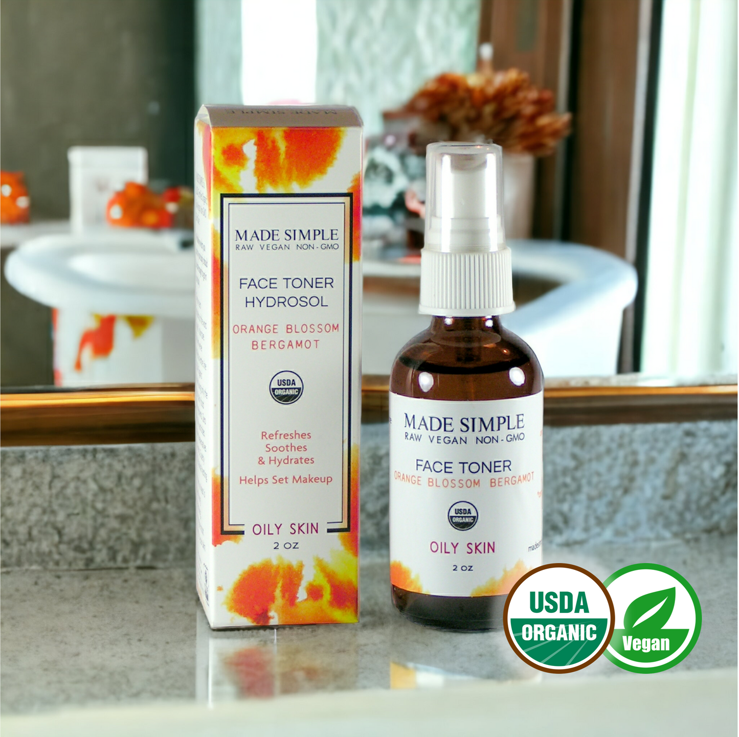 Orange Blossom Bergamot Toner for Oily Skin - Organic & Vegan