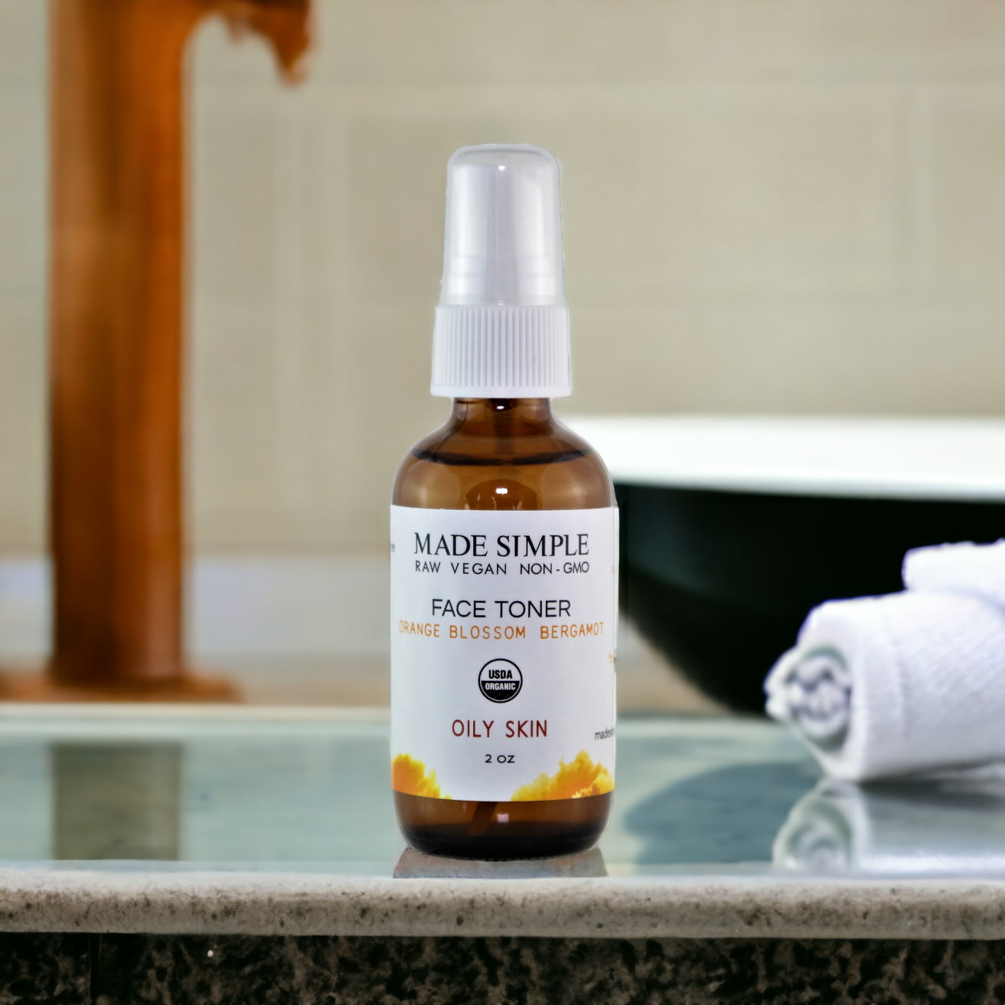 Orange Blossom Bergamot Toner for Oily Skin - Organic & Vegan